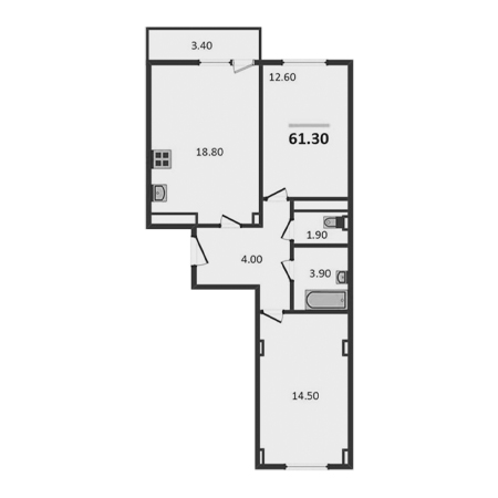 2 комнатная 61.3м²