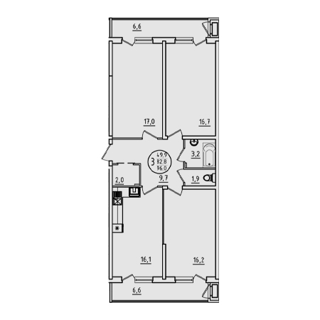 3 комнатная 96м²