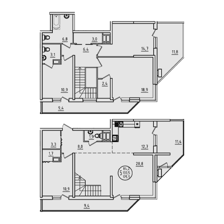 4+ комнат 175.5м²