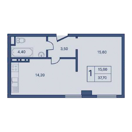 1 комнатная 37.70м²