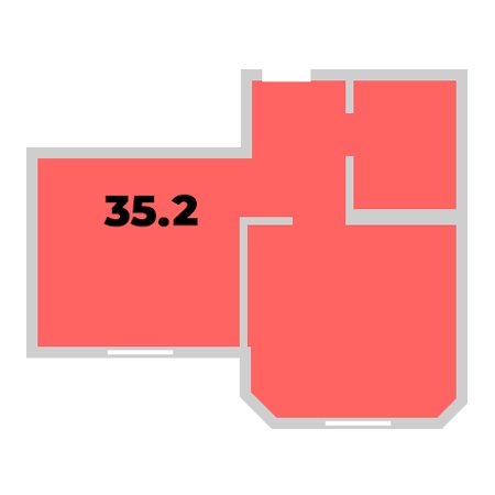 1 комнатная 35.2м²