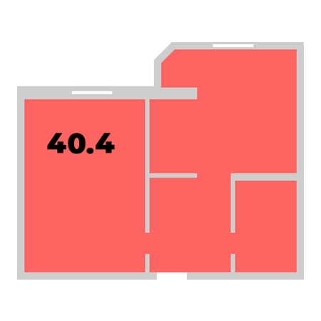 1 комнатная 40.4м²