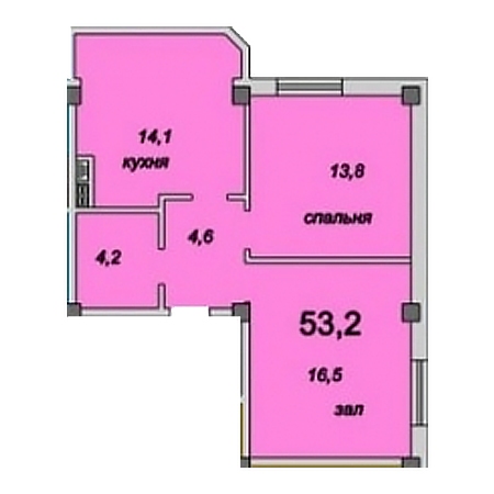 2 комнатная 53.2м²