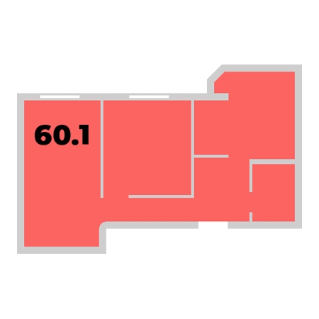 2 комнатная 60.1м²