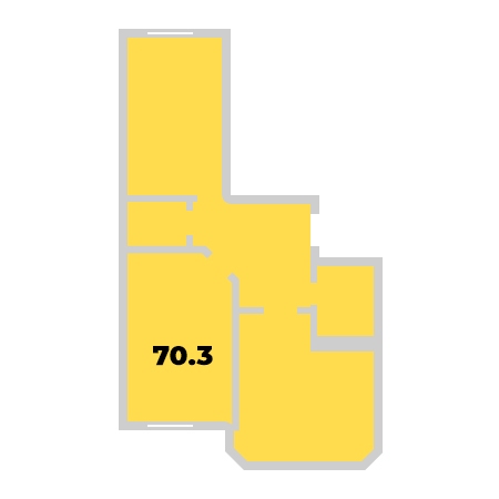 2 комнатная 70.3м²