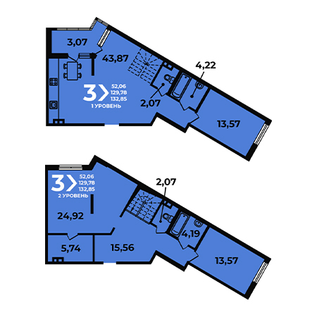 3 комнатная 132.85м²