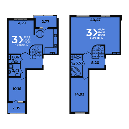 3 комнатная 129.35м²