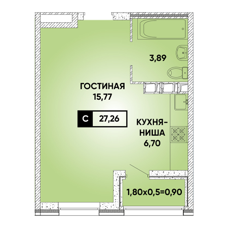 Студия 27.26м²