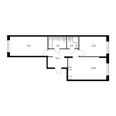 2 комнатная 69.7м²