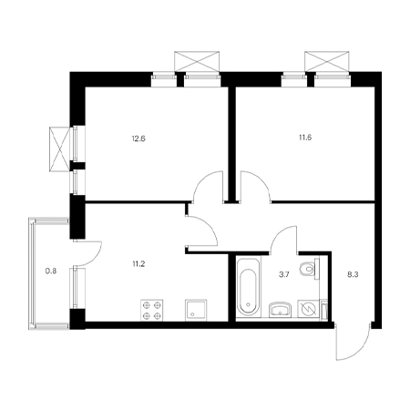 2 комнатная 48.2м²