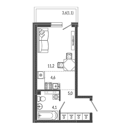 Студия 26м²