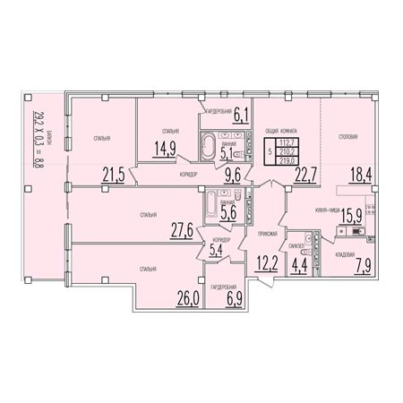 4+ комнат 219м²