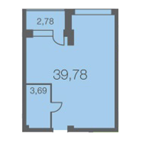 1 комнатная 39.78м²