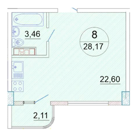 Студия 28.17м²