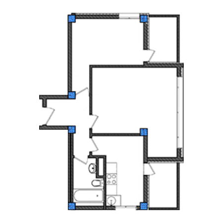 2 комнатная 57м²