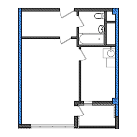 2 комнатная 42м²