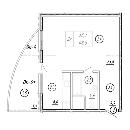 Студия 48.5м²