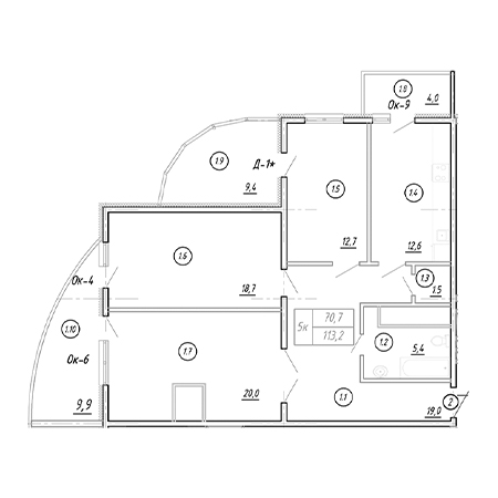 3 комнатная 113м²