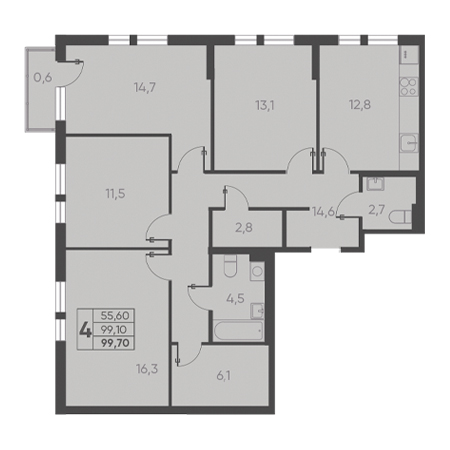 4+ комнат 99.70м²