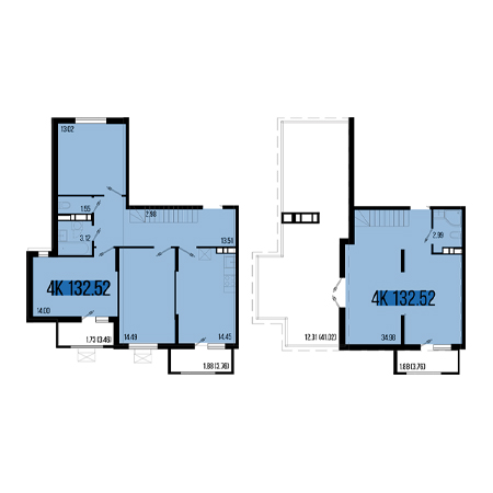 4+ комнат 132.52м²