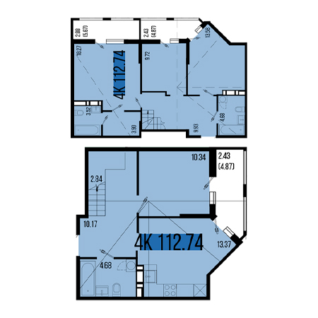 4+ комнат 112.74м²