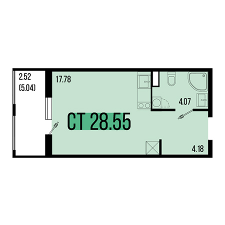 Студия 28.55м²