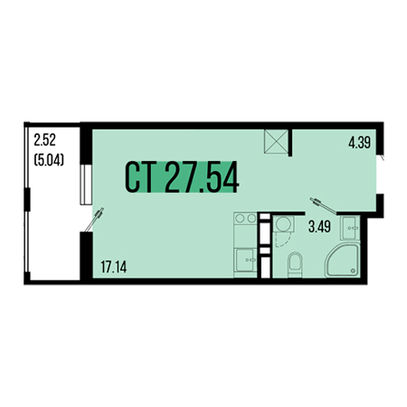 Студия 27.54м²