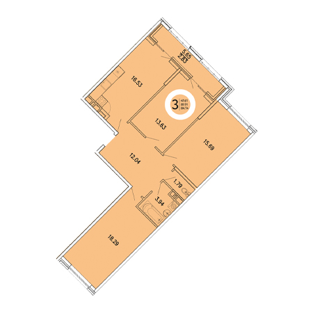 3 комнатная 84.74м²