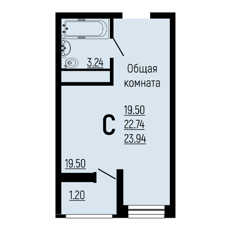 Студия 23.94м²