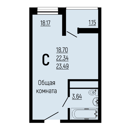 Студия 23.49м²