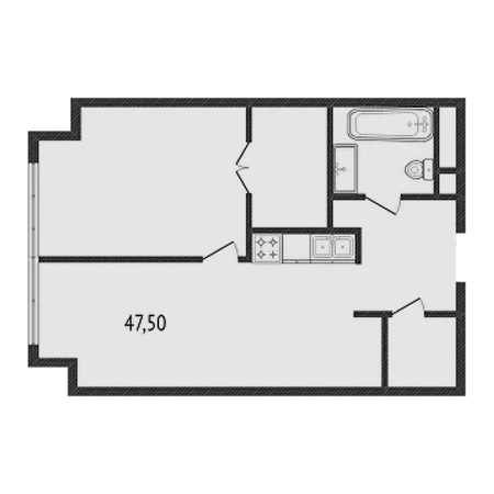 1 комнатная 47.5м²