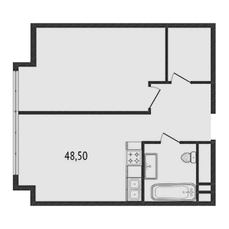 1 комнатная 48.5м²