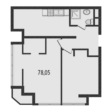 2 комнатная 78.05м²