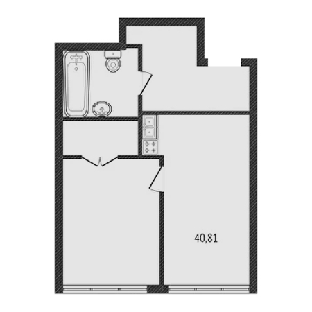 1 комнатная 40.81м²