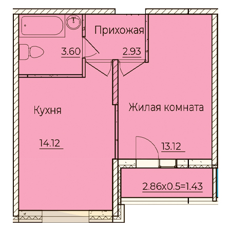 1 комнатная 35.2м²