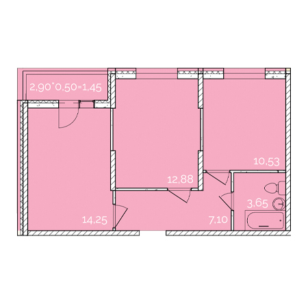 2 комнатная 49.86м²