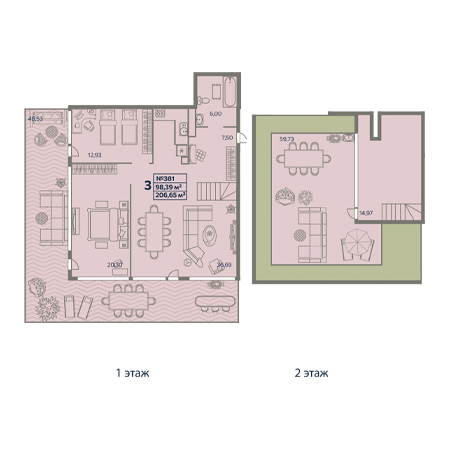 3 комнатная 206.65м²