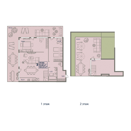 3 комнатная 204.35м²