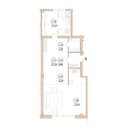 2 комнатная 90.9м²