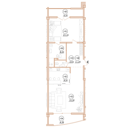 2 комнатная 93.8м²