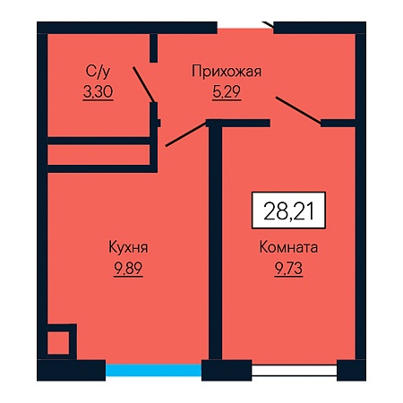 1 комнатная 28.21м²