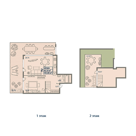 2 комнатная 131.48м²