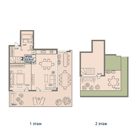 2 комнатная 130.93м²