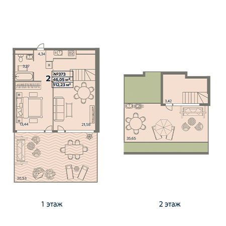 2 комнатная 112.23м²