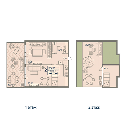 2 комнатная 102.17м²