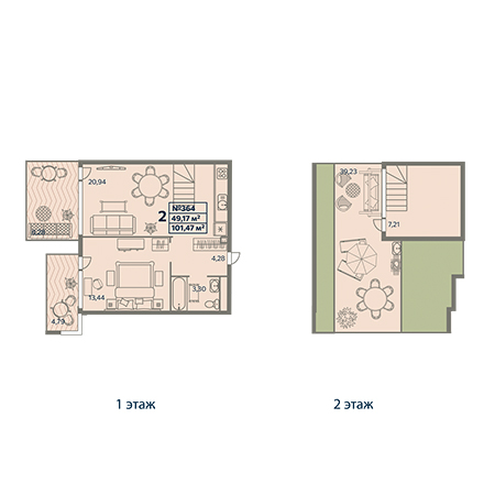 2 комнатная 101.47м²