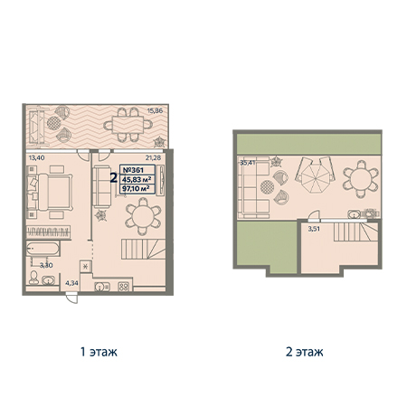 2 комнатная 97.1м²