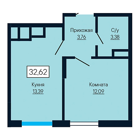 1 комнатная 32.62м²