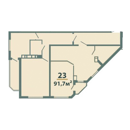 2 комнатная 91.7м²