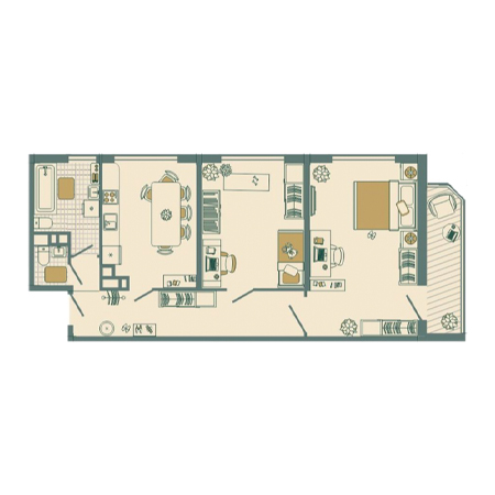 2 комнатная 78м²